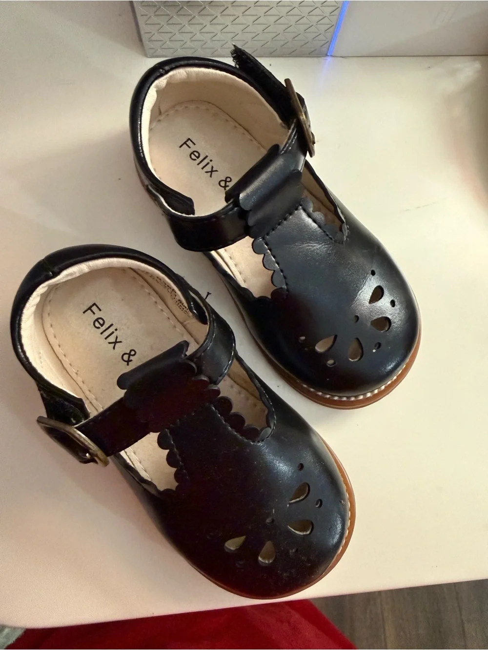 Felix & Flora Black Girls' T-Bar Dress Shoes with Buckle
